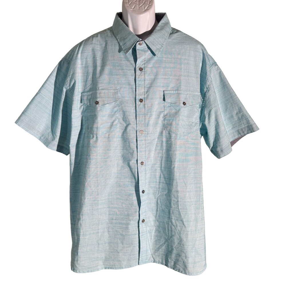 FREE PLANET Men's Short Sleeve Button Down Shirt Blue 3XL‎